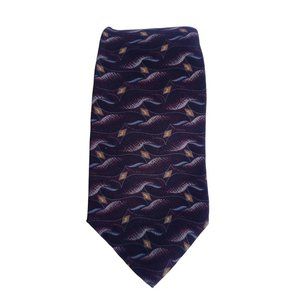 Men's Dress Necktie Tie Van Heusen Purple Yellow Diamond Geometric Pattern Silk